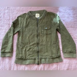Chaser military jacket full zip distressed pockets green size large